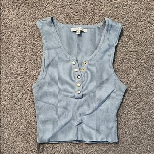 Love Tree Sky Blue Buttoned Tank Top Junior’s